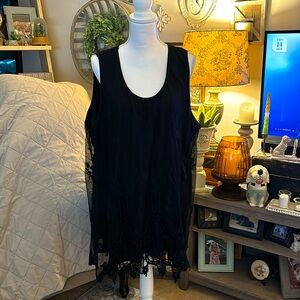 Lane Bryant long black lace shell. Tunic length. Size 3X